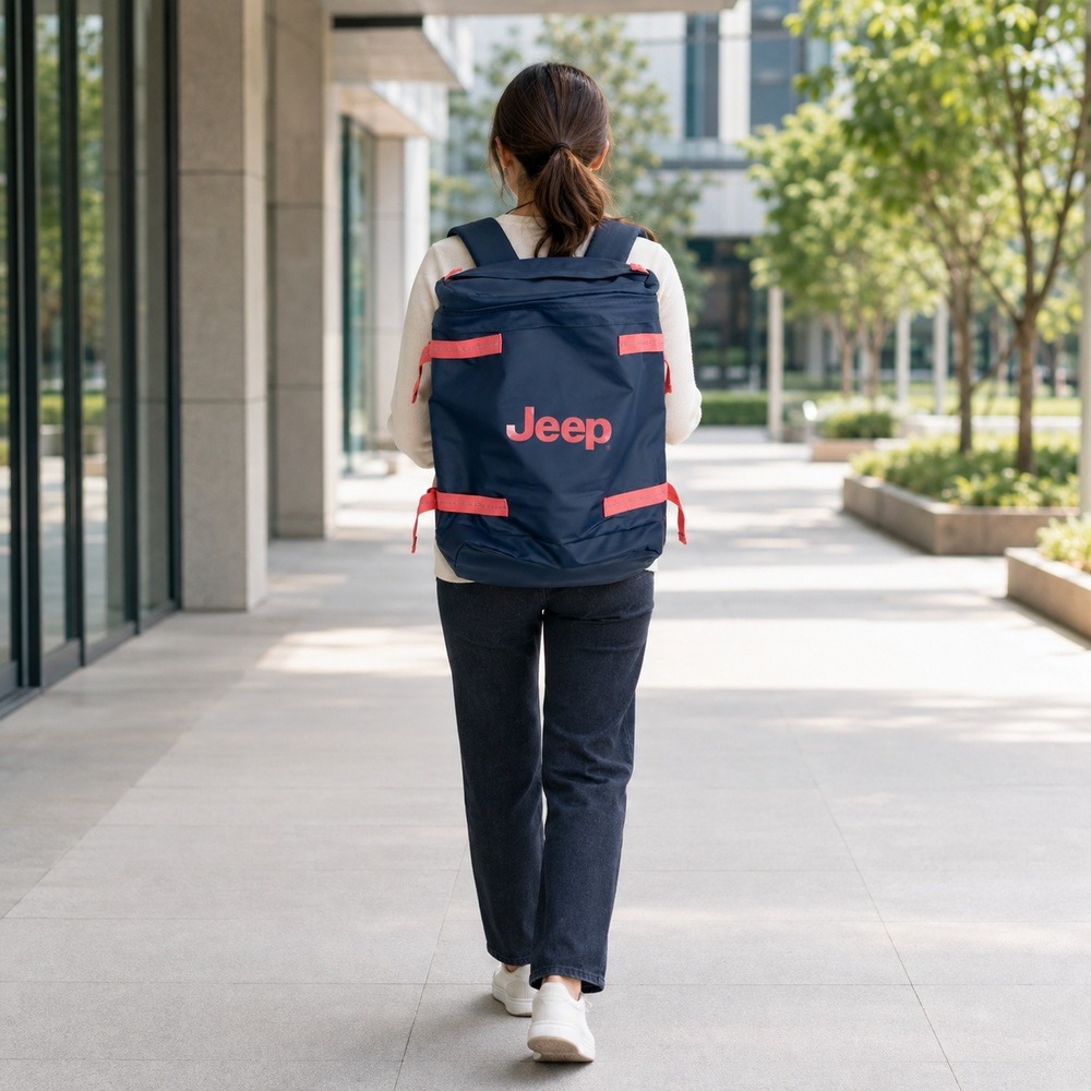 Jeep Adventure Backpack Navy Blue Coral Pink Rucksack Hiking Travel Bag NEW